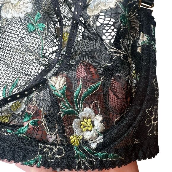 NWT Agent Provocateur Athena High Neck Lace Bra Top Black Multi Size 3 - Picture 5 of 16